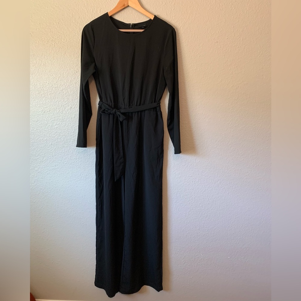 Black long sleeve wide leg jumpsuit medium who what wear